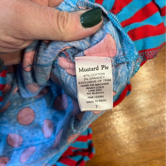 Mustard Pie blue red polka dot ruffle dress size 7 - Picture 4 of 6